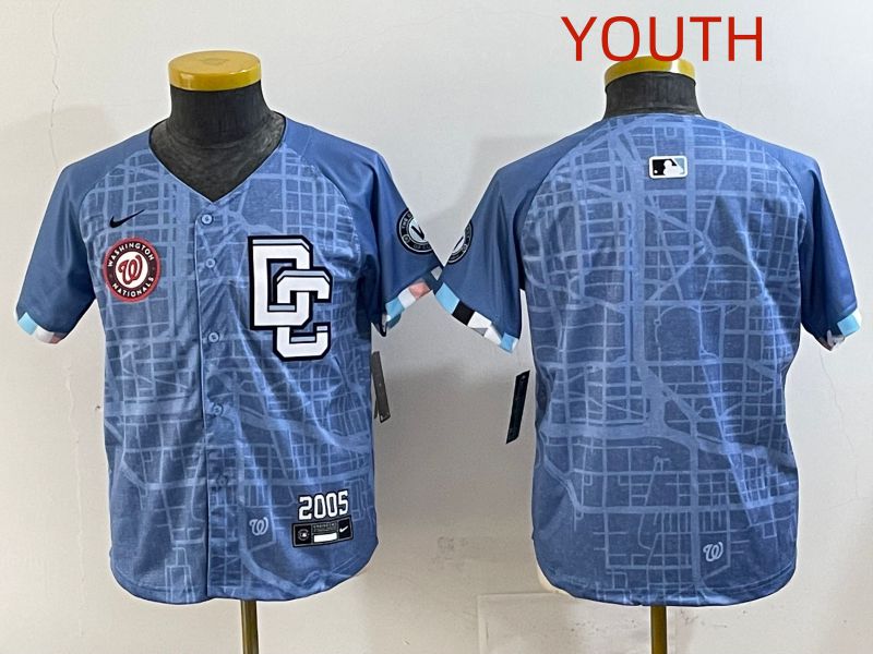 Youth 2025 Washington Nationals Blank Blue Joint Name Nike MLB Jersey style 3